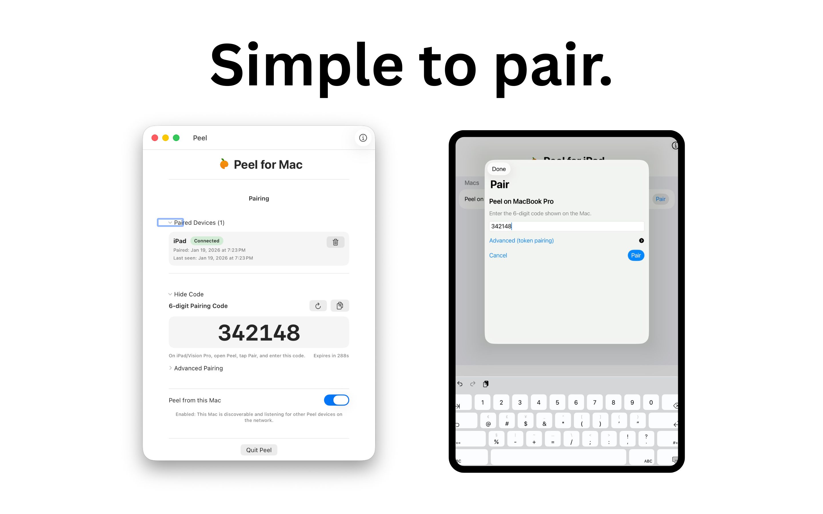 Peel is simple to pair.