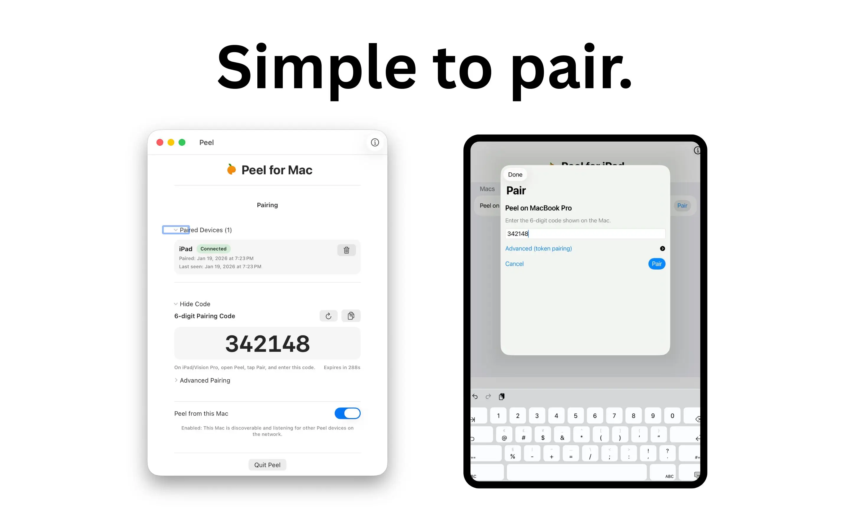 Peel is simple to pair.